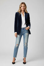 Getailleerde Fluwelen Blazer Dames | Decoratieve Knopen | Veloria