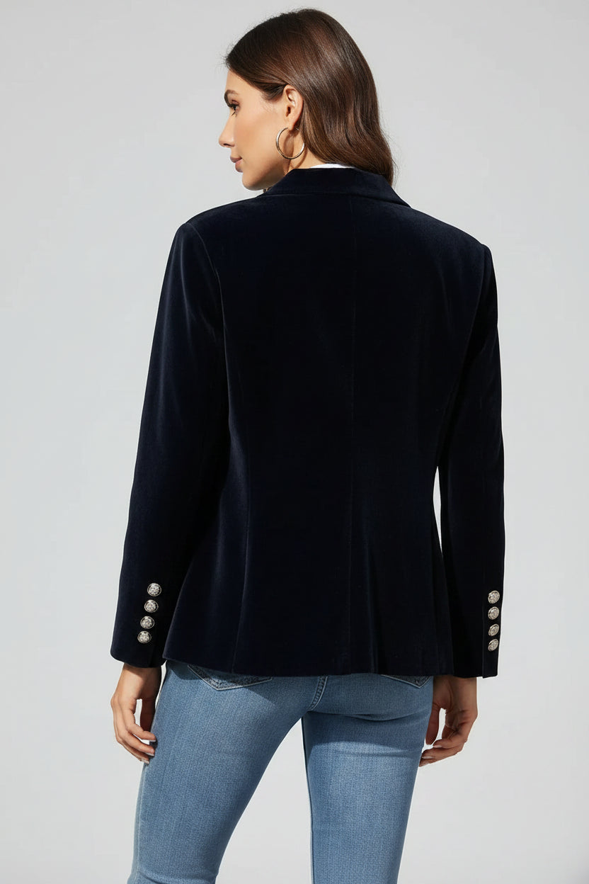 Getailleerde Fluwelen Blazer Dames | Decoratieve Knopen | Veloria