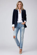 Getailleerde Fluwelen Blazer Dames | Decoratieve Knopen | Veloria