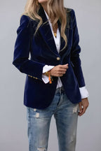 Getailleerde Fluwelen Blazer Dames | Decoratieve Knopen | Veloria