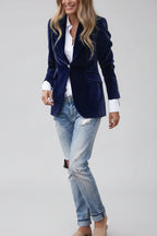 Getailleerde Fluwelen Blazer Dames | Decoratieve Knopen | Veloria