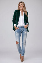 Getailleerde Fluwelen Blazer Dames | Decoratieve Knopen | Veloria