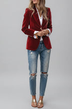 Getailleerde Fluwelen Blazer Dames | Decoratieve Knopen | Veloria