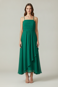 Chiffon A-lijn Maxi Jurk Eirene – Groen – vooraanzicht