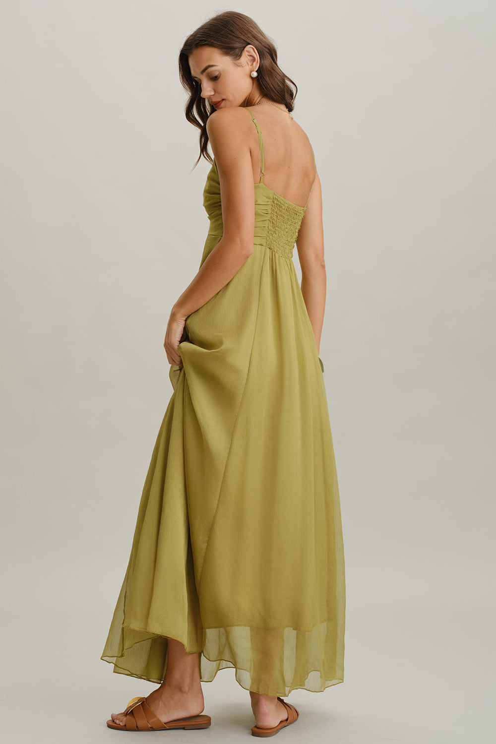 Groene Maxi Jurk Dames Zomer Hoge Taille Cut-out | Savana