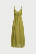 Groene Maxi Jurk Dames Zomer Hoge Taille Cut-out | Savana