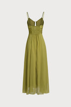 Groene Maxi Jurk Dames Zomer Hoge Taille Cut-out | Savana