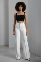 High-Waist Broek Dames Rechte Snit Elastische Band | Naïla