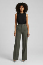 High-Waist Broek Dames Rechte Snit Elastische Band | Naïla