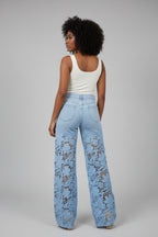 High-Waist Wide Leg Jeans Dames met Kant Elegant | Hana