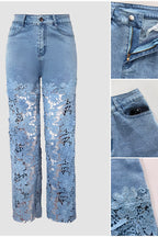 High-Waist Wide Leg Jeans Dames met Kant Elegant | Hana