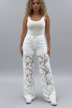 High-Waist Wide Leg Jeans Dames met Kant Elegant | Hana
