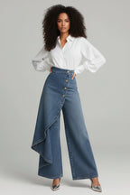 High-Waist Wide-Leg Jeans Dames Relaxed Fit | Zaraï