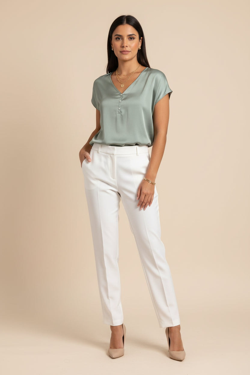 Chenille V-hals Top Dames - Dalila