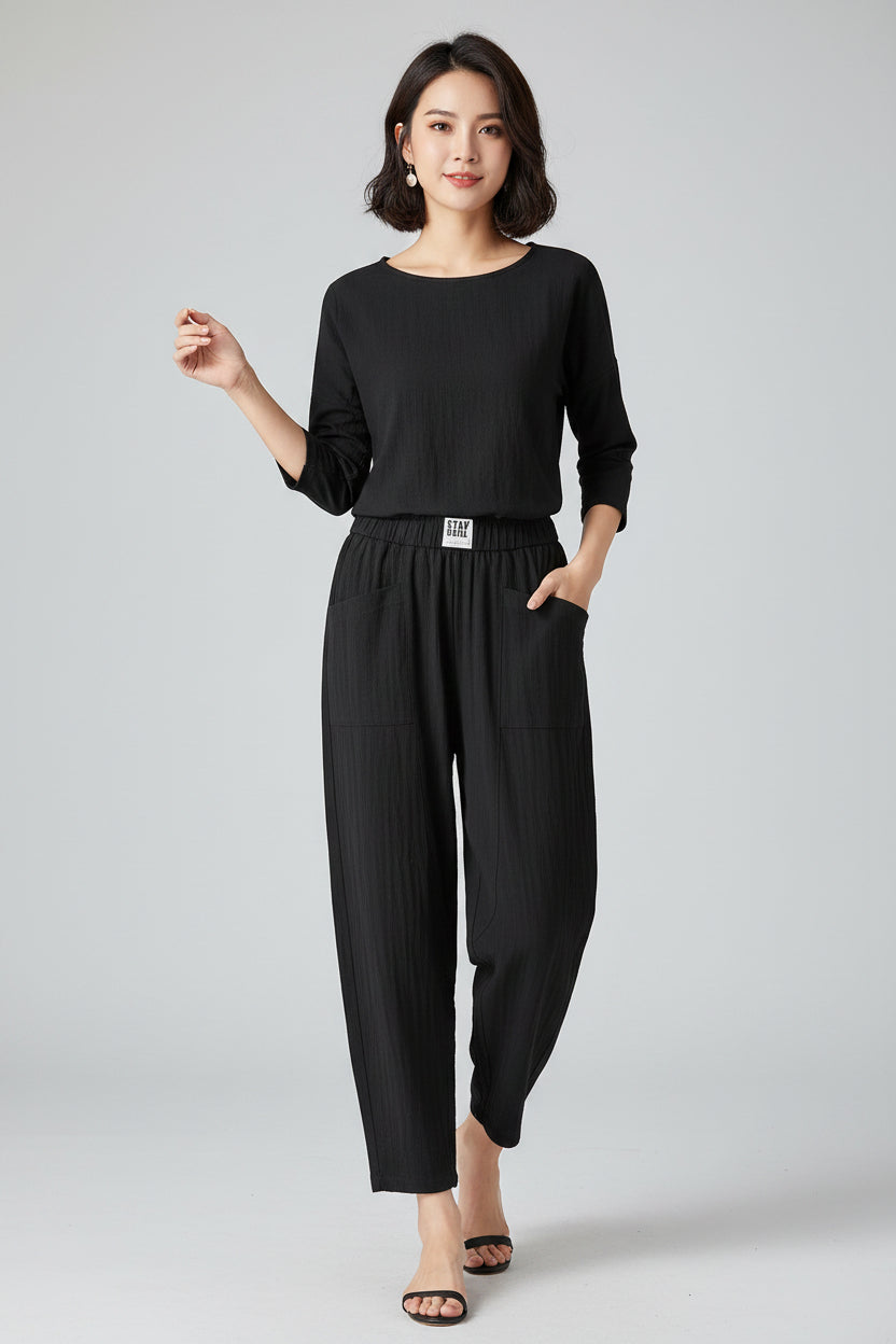 Joggingbroek Dames Amorissa - Linnen Look en Katoenen Comfort