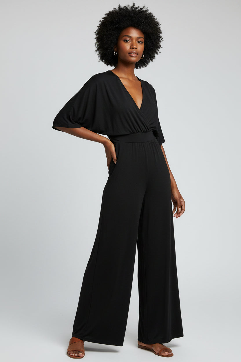 Jumpsuit Dames V-hals Hoge Taille Wijde Pijpen | Léonie