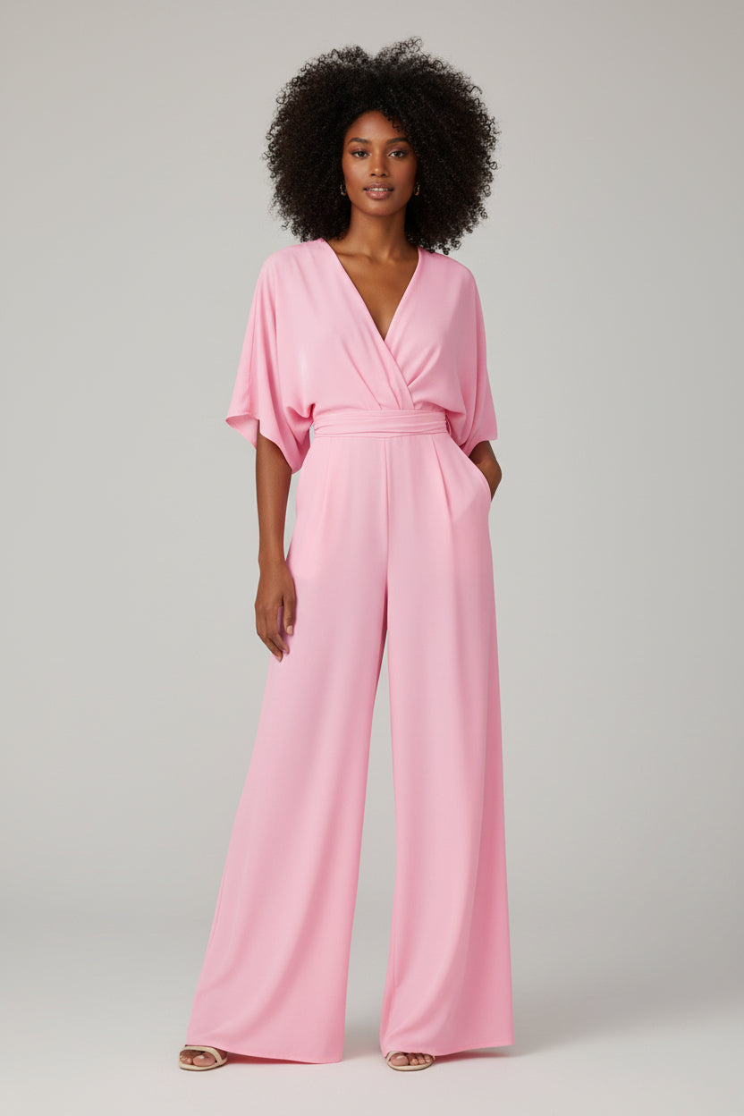 Jumpsuit Dames V-hals Hoge Taille Wijde Pijpen | Léonie