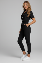 Jumpsuit met Ronde Hals en Korte Mouwen Dames | Stijlvol | Romina
