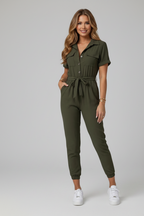 Jumpsuit met Ronde Hals en Korte Mouwen Dames | Stijlvol | Romina