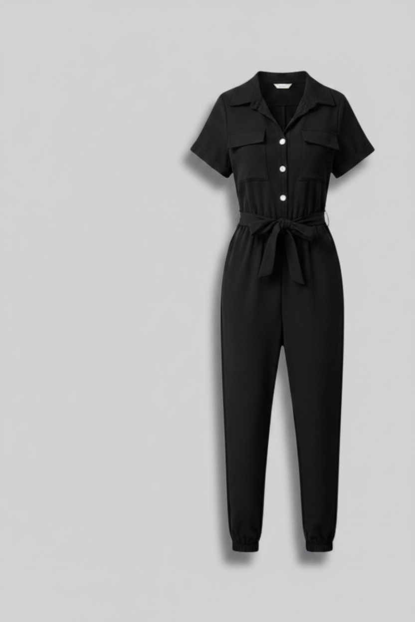 Jumpsuit met Ronde Hals en Korte Mouwen Dames | Stijlvol | Romina