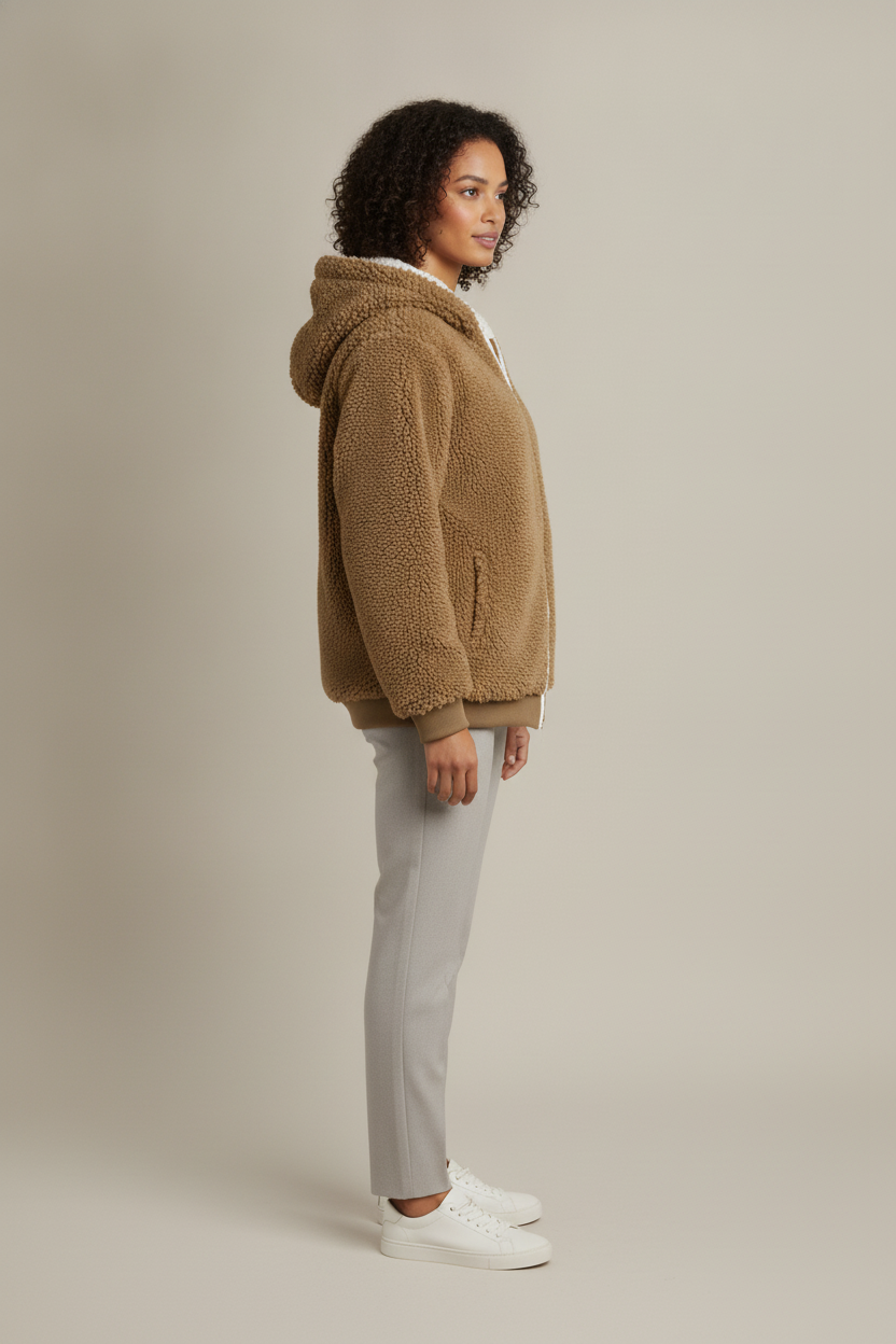 Pluche Jack met Capuchon — Brisa – Taupe – zijaanzicht