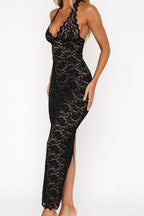 Kanten Maxi Jurk met Open Rug Dames | Aansluitend & Elegant | Laciana