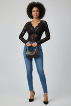 Kanten Top met Lange Mouwen en V-hals Dames | Elegant | Lacenta