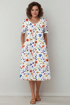Katoenen Jurk Dames Bloemenprint Zijzakken Zomer | Ninon