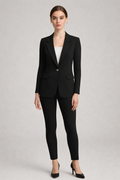 Getailleerde Blazer met Één Knoop — Robin – Zwart – vooraanzicht