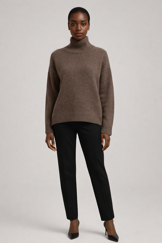 Bruine oversized coltrui dames - vooraanzicht
