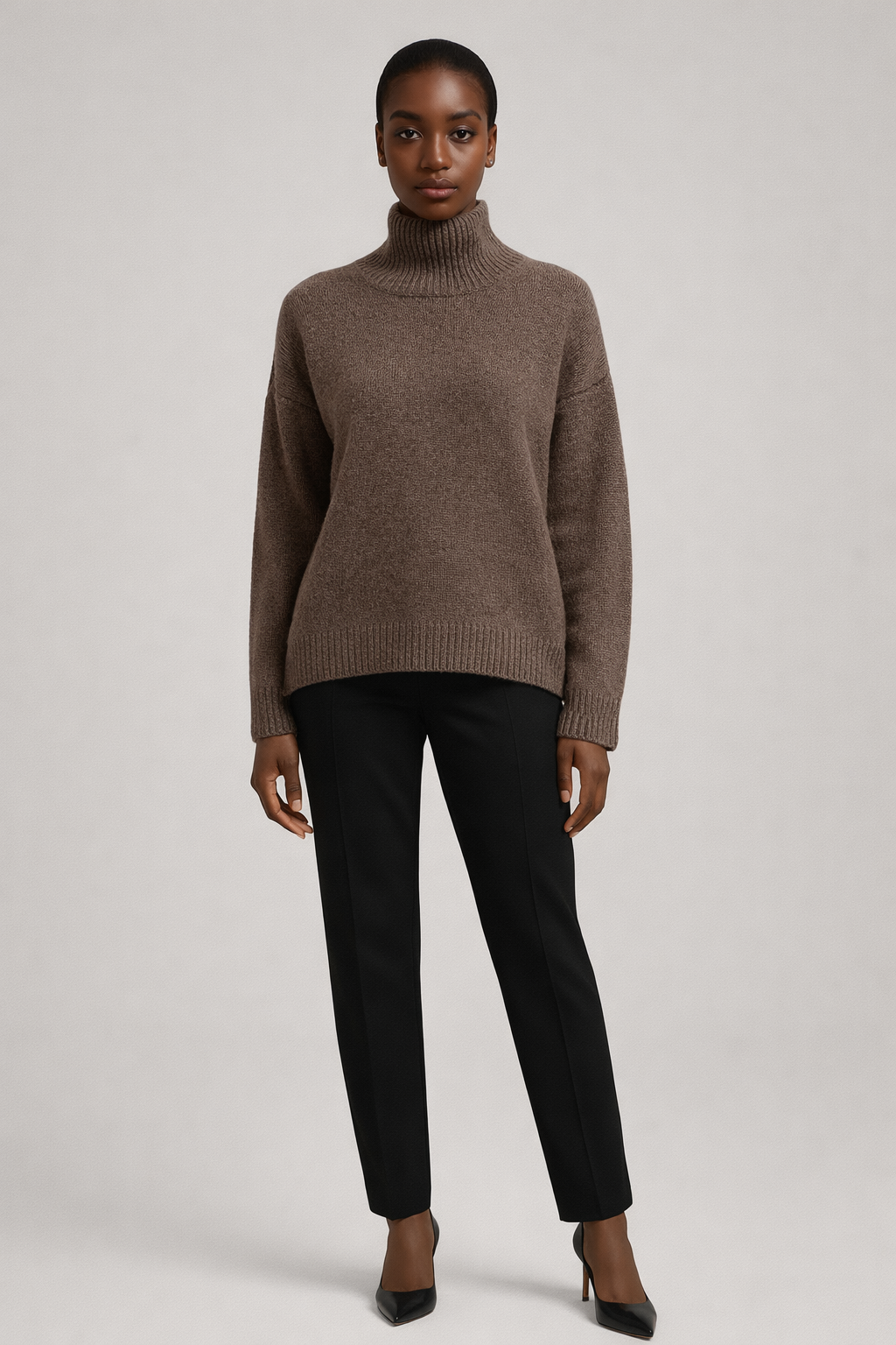 Bruine oversized coltrui dames - vooraanzicht