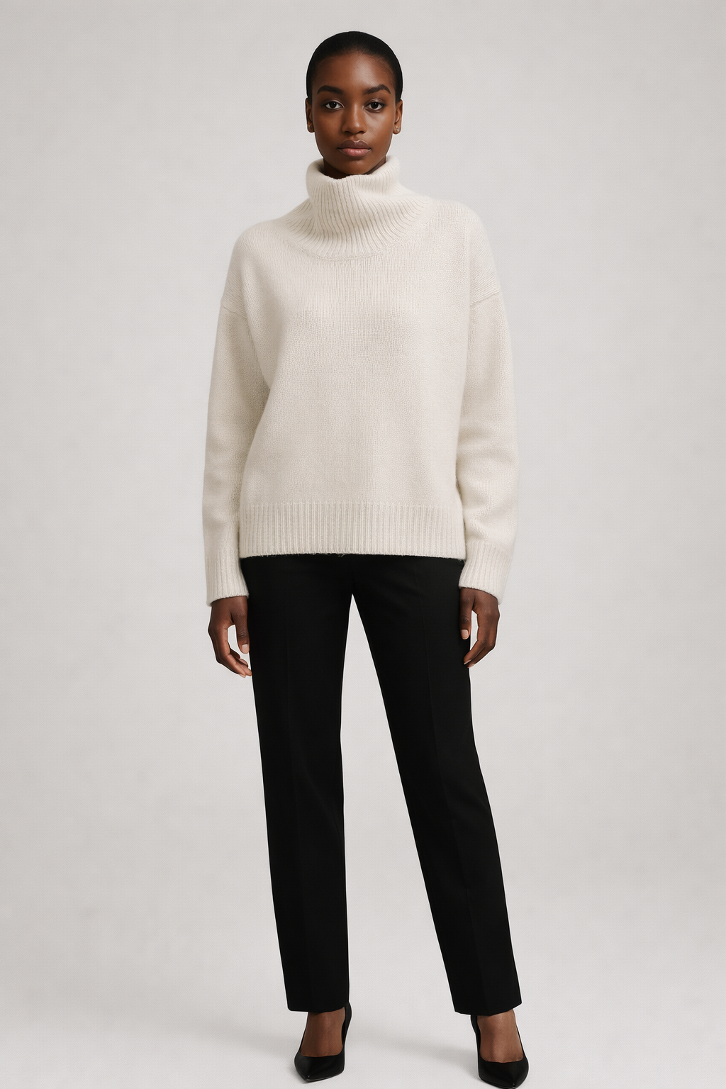 Crème oversized coltrui dames - vooraanzicht