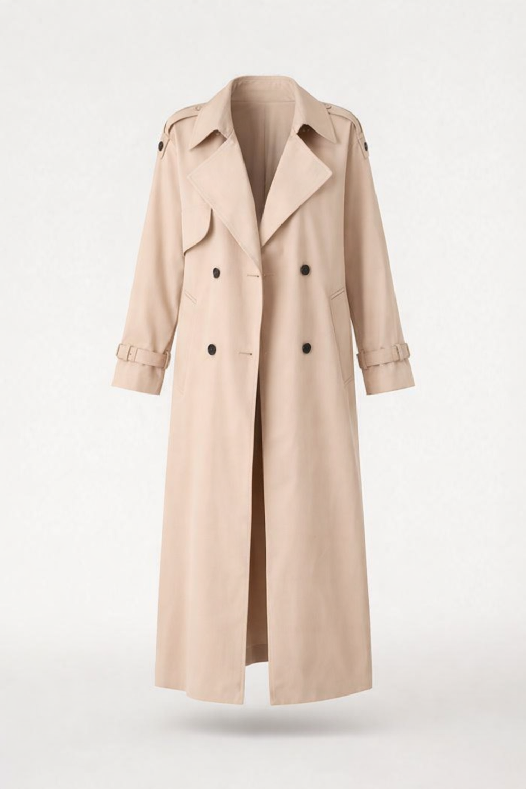 Lange Losvallende Trenchcoat — Noelle – Beige – productfoto zonder model