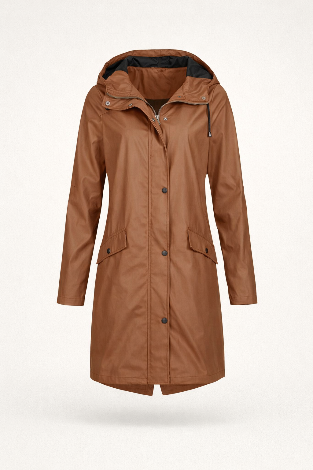 Waterafstotende Regenjas met Capuchon — Saar – Bruin – productfoto zonder model