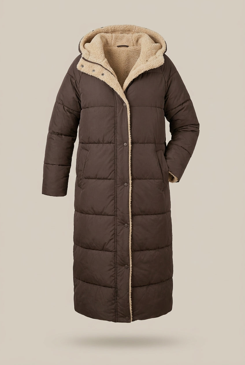 Omkeerbare Lange Winterjas met Capuchon — Fenne – productfoto