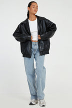 Korte Damesjas Coralie - Oversized Leren Look