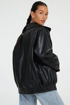 Korte Damesjas Coralie - Oversized Leren Look