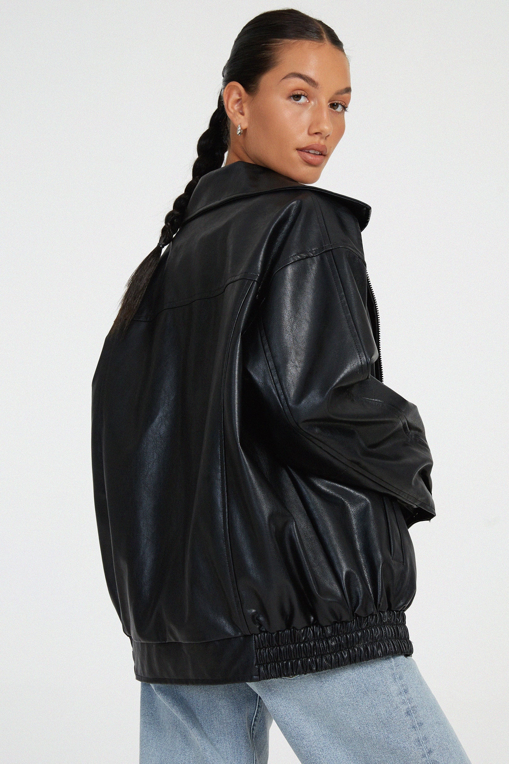 Korte Damesjas Coralie - Oversized Leren Look