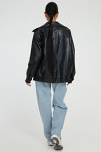 Korte Damesjas Coralie - Oversized Leren Look