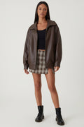 Korte Damesjas Coralie - Oversized Leren Look