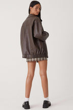 Korte Damesjas Coralie - Oversized Leren Look