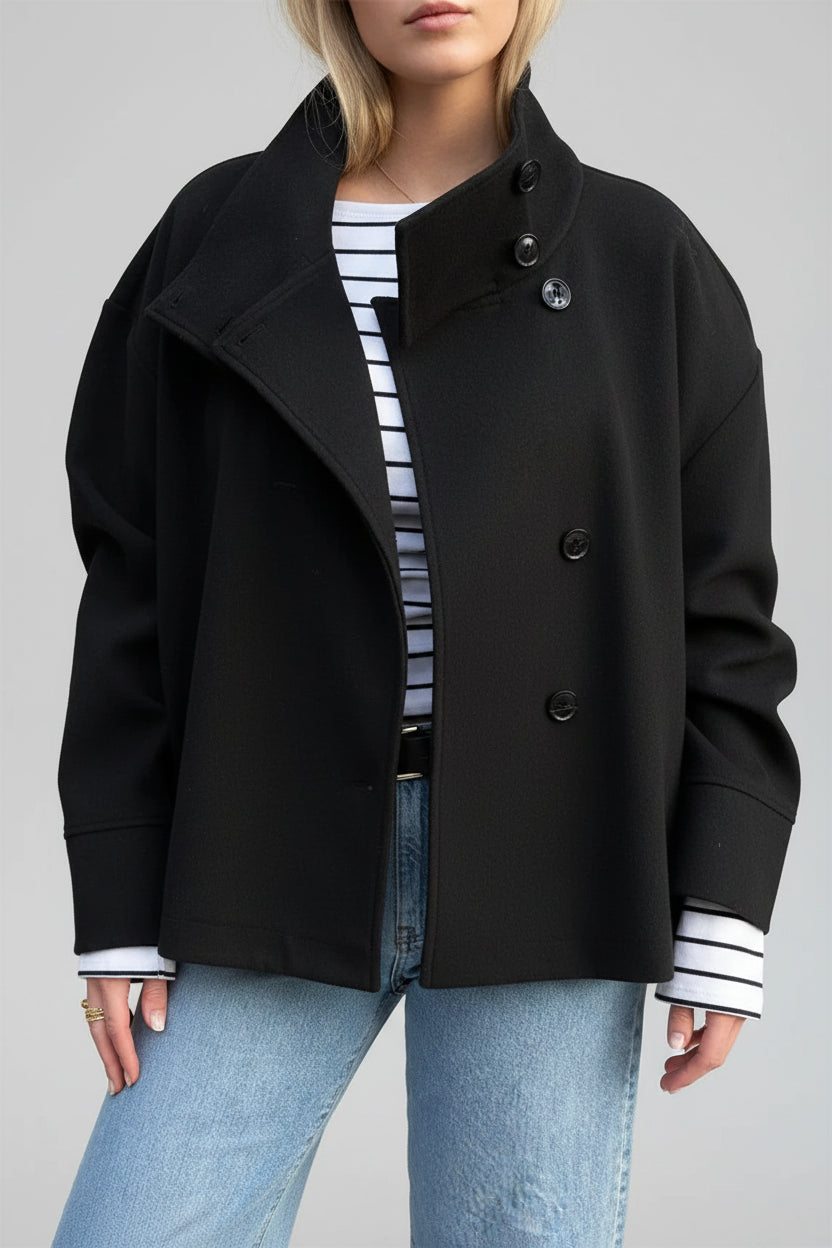 Korte Jas met Hoge Kraag Dames | Knoopsluiting & Elegant | Kamara