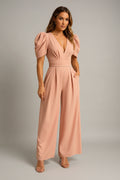 Lange Jumpsuit Dames met Pofmouwen Getailleerd | Auriane