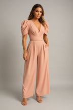 Lange Jumpsuit Dames met Pofmouwen Getailleerd | Auriane