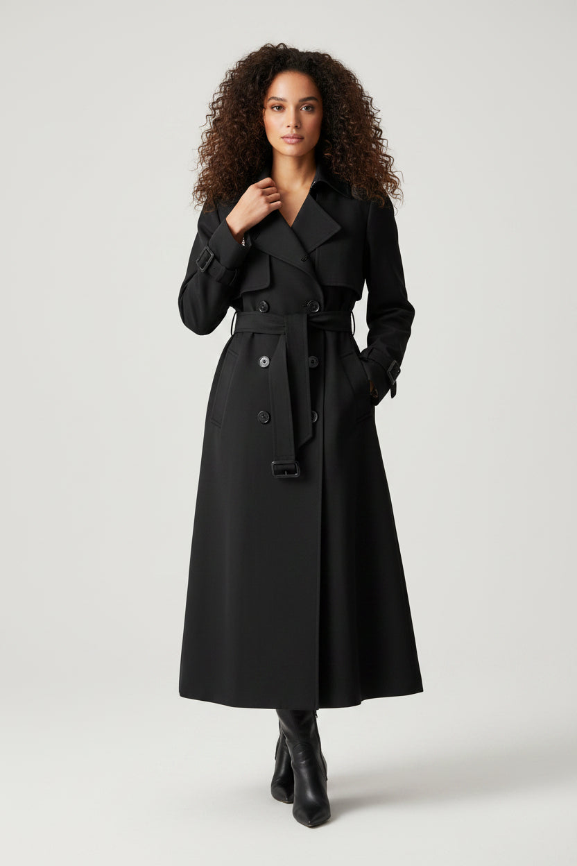 Lange Trenchcoat met Ceintuur Dames | Double-Breasted | Elowen