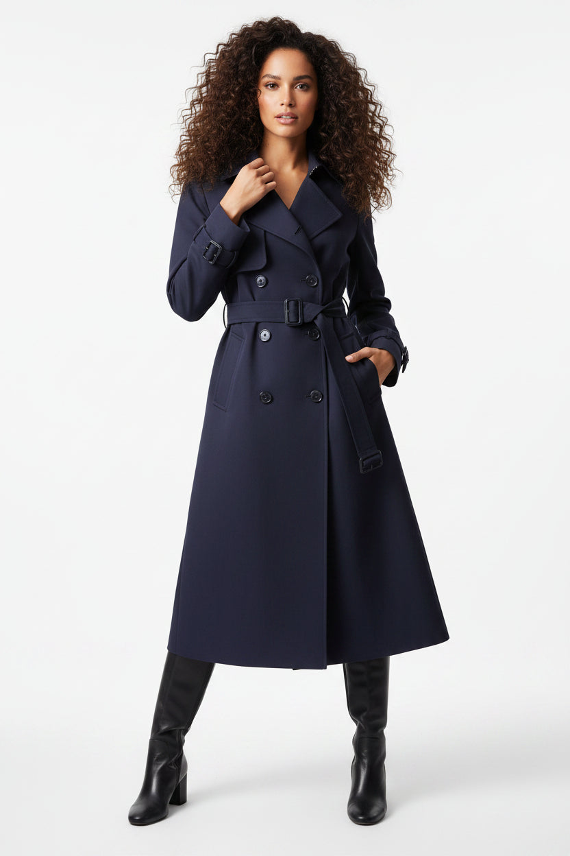 Lange Trenchcoat met Ceintuur Dames | Double-Breasted | Elowen