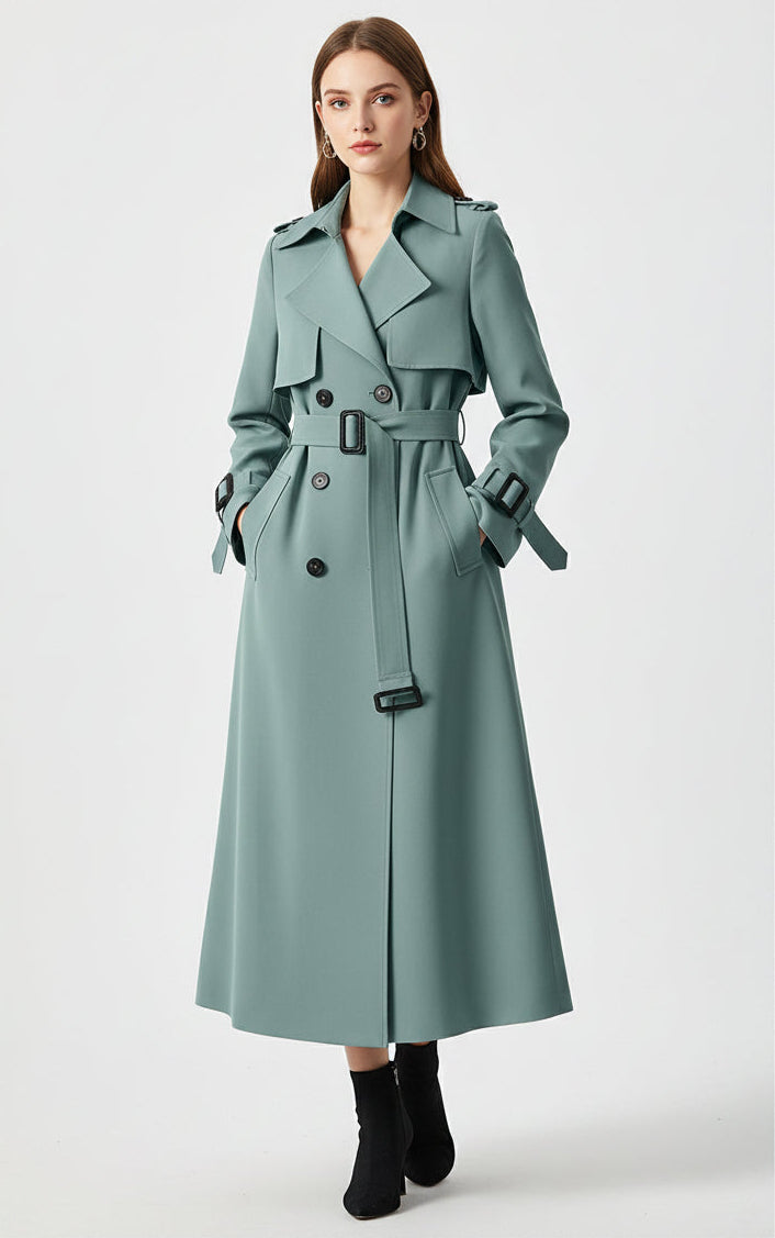 Lange Trenchcoat met Ceintuur Dames | Double-Breasted | Elowen