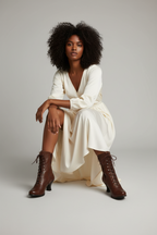 Leren Biker Boots met Vetersluiting Dames | Retro & Stijlvol | May