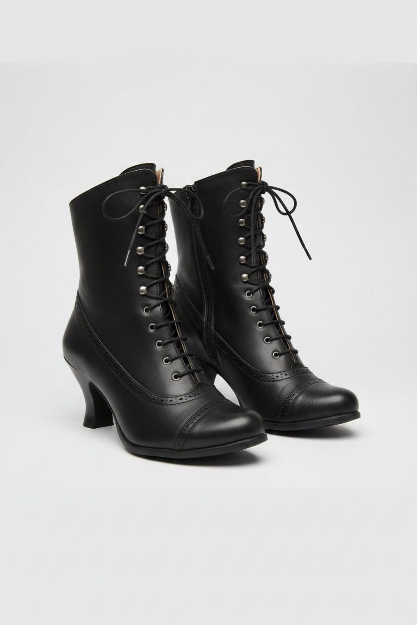 Leren Biker Boots met Vetersluiting Dames | Retro & Stijlvol | May