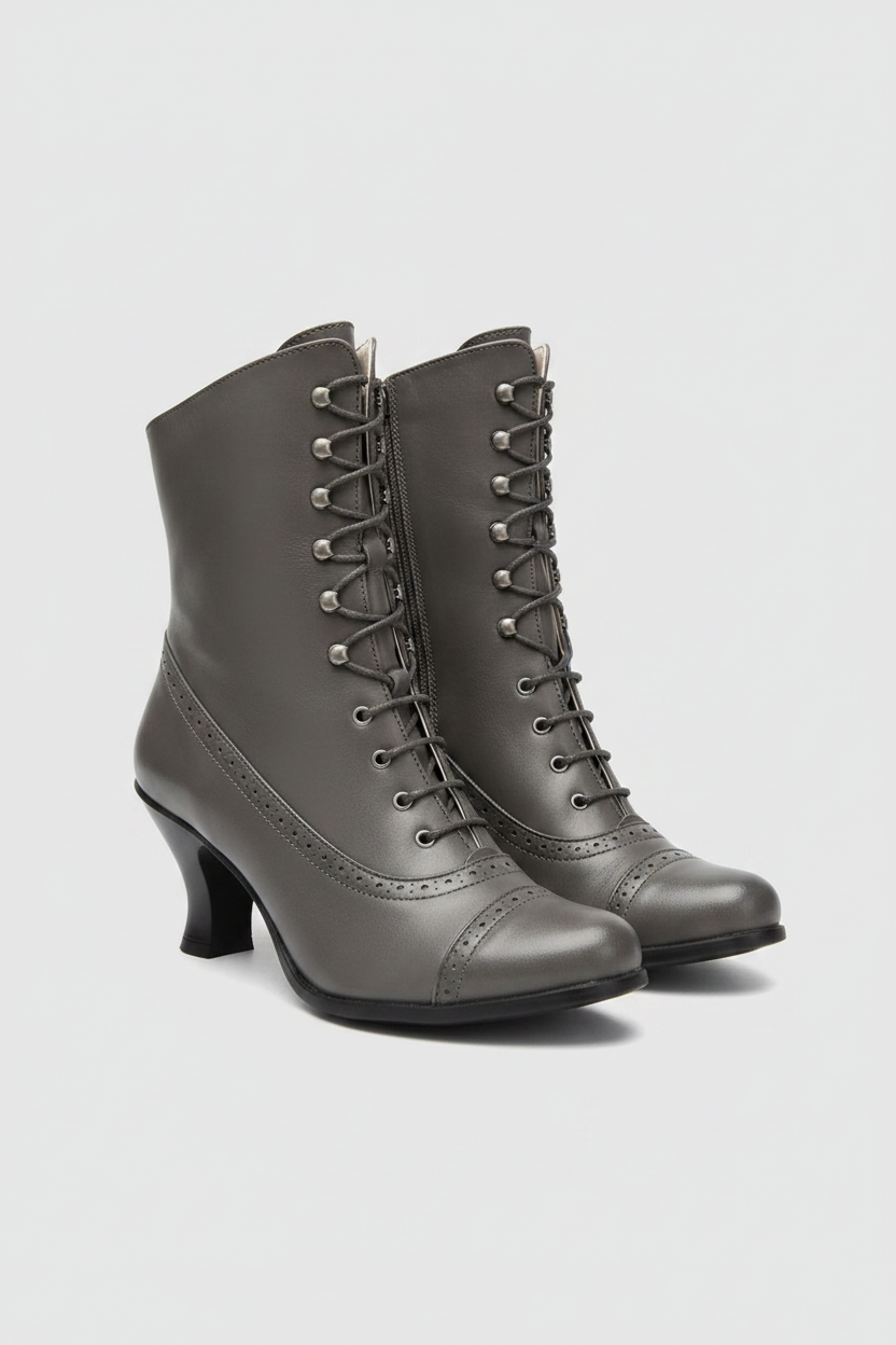 Leren Biker Boots met Vetersluiting Dames | Retro & Stijlvol | May